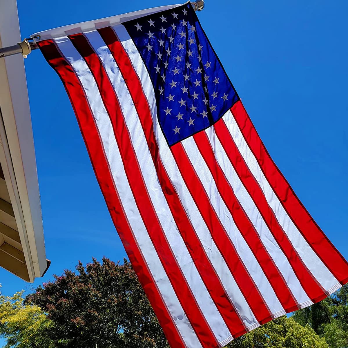 American Flag 4X6 FT Outdoor 100% in USA - American Flags for Outside 4X6, US Flag 4x6 Heavy Duty Outdoor with Luxury Embroidered Stars, Brass Grommets and Sewn Stripes - Deluxe American Flag 4x6 FT