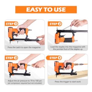 KN7116S 22 Gauge Pneumatic Upholstery Continuous Firing Stapler, Fits 71 Series 3/8" Crown (9.1mm) Staples, Air Staple Gun Power Fine Wire Stapler for Furniture, Decoration