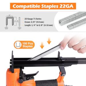 KN7116S 22 Gauge Pneumatic Upholstery Continuous Firing Stapler, Fits 71 Series 3/8" Crown (9.1mm) Staples, Air Staple Gun Power Fine Wire Stapler for Furniture, Decoration