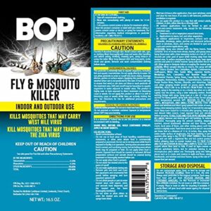 BOP Fly and Mosquito Killer, 16.5 oz, Easy to Use Pest Control Spray, Kills Bugs On Contact and Keeps Your Home Insect Free, Indoor/Outdoor Use for Quick Results