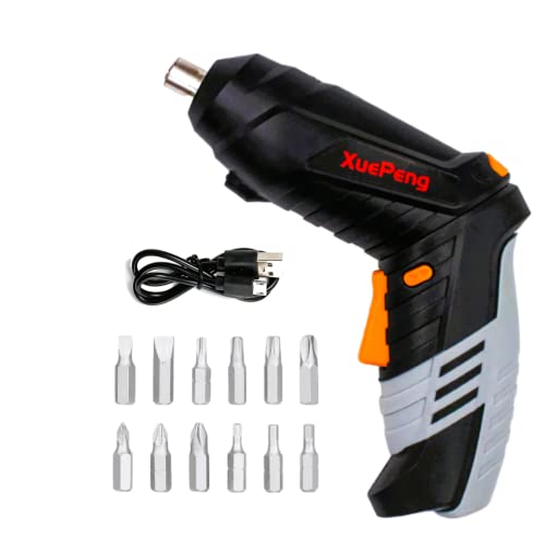 XUEPENG Electric Cordless Screwdriver, 4.2V Rechargeable Screwdriver Set w/Battery Li-ion, Electric Power Screwdriver w/2 Adjustable Positions & LED Lights for DIY Assembly Screw Driving,