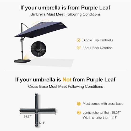 PURPLE LEAF Patio Umbrella Base Water & Sand Filled Weighted Base Outdoor Umbrella Base for Cantilever Offset Patio Umbrella, 300 Lbs