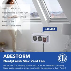 Abestorm 220 CFM Exhaust Fan with Dehumidistat, Black, 18" x 9" x 2"