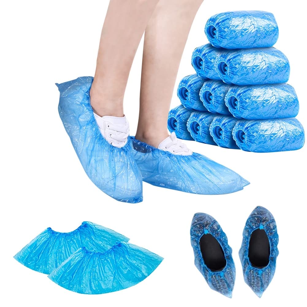 Disposable Shoe & Working Boot Covers by P&P Medical Surgical Waterproof Durable Non-Slip Resistant Polypropylene for Offices Indoor Carpet Protection One Size for Indoors and outdoors 100 (50 pairs)