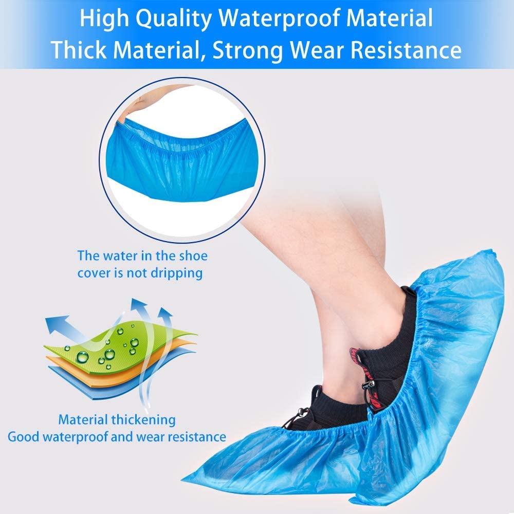 Disposable Shoe & Working Boot Covers by P&P Medical Surgical Waterproof Durable Non-Slip Resistant Polypropylene for Offices Indoor Carpet Protection One Size for Indoors and outdoors 100 (50 pairs)