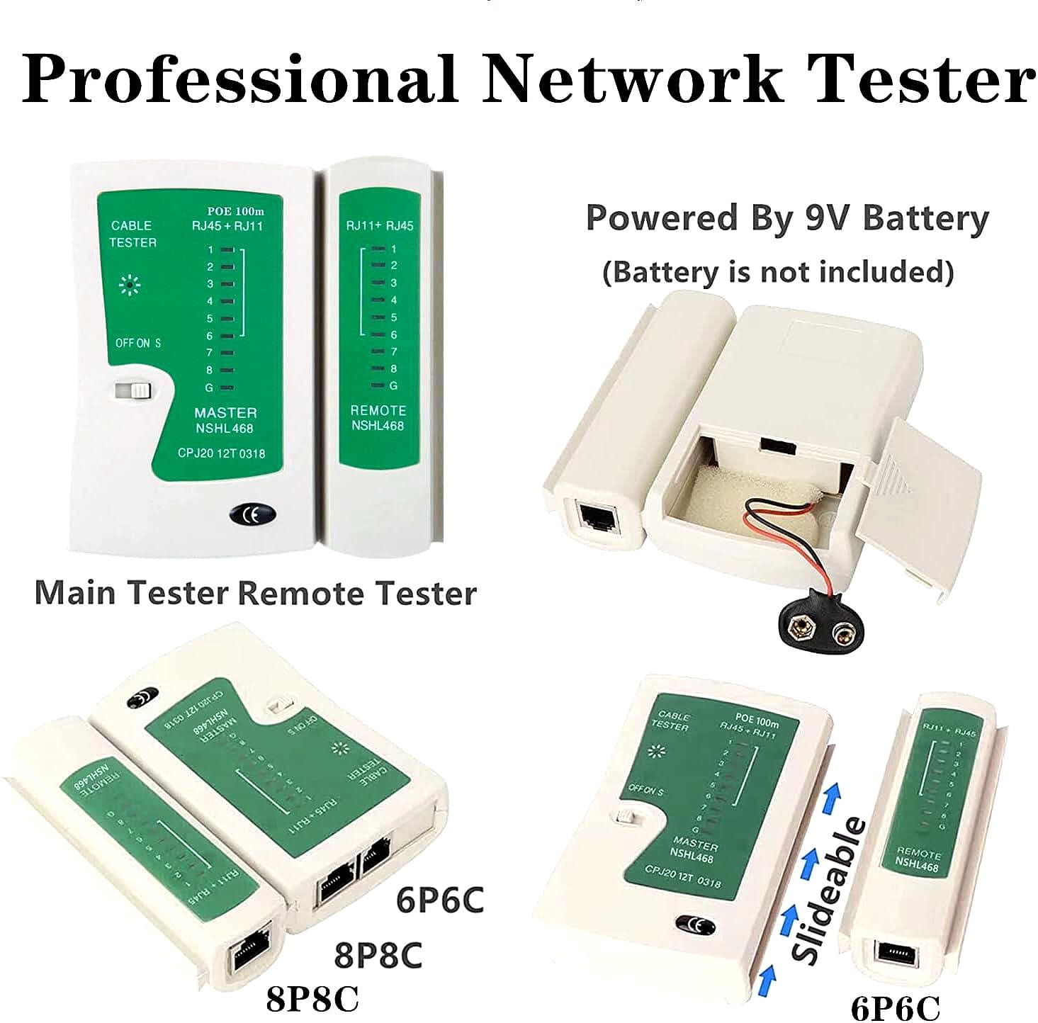 Gaobige RJ45 Crimp Tool Kit Pass Through, Cat5 Cat5e Cat6 Cat6A Crimping Tool with 50PCS RJ45 Cat6 Pass Through Connectors, 20PCS Covers, Cable Tester, Cutter, Wire Stripper