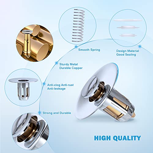 Universal Bathroom Sink Stopper, Pop-up Sink Strainer for 1.08~1.96'' Drain Hole with Basket Turbine, Prevents Clogging and Drains Fast Stainless Steel Bathroom Sink Strainer Drain Stopper