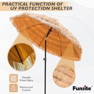 Funsite 6.5ft Tiki Umbrella Outdoor Patio Umbrellas with Tilt Hawaiian Tropical Palapa Beach Umbrella, UPF 50+ Thatch Hut Umbrella for Patio Backyard Pool