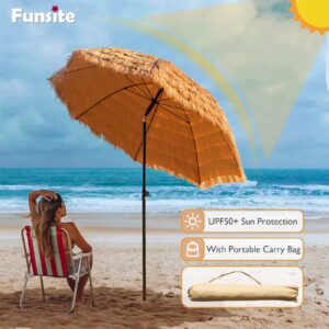 Funsite 6.5ft Tiki Umbrella Outdoor Patio Umbrellas with Tilt Hawaiian Tropical Palapa Beach Umbrella, UPF 50+ Thatch Hut Umbrella for Patio Backyard Pool