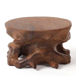 bonsai base round base rosewood handicraft base plant cushion elevated solid wood teapot ornaments root carving base suitable for home garden decoration indoor plant stands (size : a)