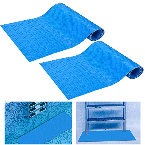 DECOHS 2 Rolls Swimming Pool Ladder Mat-9"x36" Non-Slip Pool Step Pad-Medium Swimming Pool Mat Safety Liner for Swimming Pool Liner and Stairs Protective (Stripe)