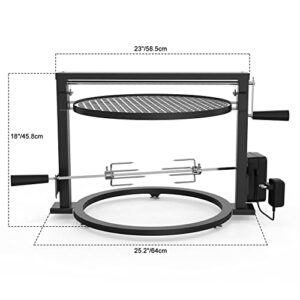 only fire Santa-Maria Style Rotisserie Rotating System for Solo Stove Bonfire 19.5" Smokeless Fire Pit - Global Patent