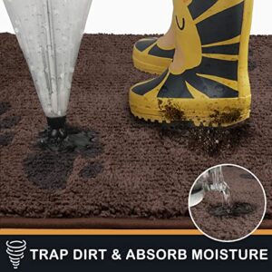 PURRUGS Dirt Trapper Door Mat 24" x 35.5", Non-Skid/Slip Machine Washable Microfiber Entrance Rug, Shoes Scraper, Dog Door Mat, Super Absorbent Floor Mat for Muddy Wet Shoes and Paws, Brown