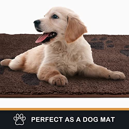 PURRUGS Dirt Trapper Door Mat 24" x 35.5", Non-Skid/Slip Machine Washable Microfiber Entrance Rug, Shoes Scraper, Dog Door Mat, Super Absorbent Floor Mat for Muddy Wet Shoes and Paws, Brown