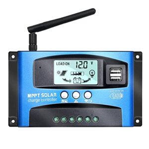 y&h 100a 12v/24v mppt solar charge controller w/lcd display dual usb and wif, solar panel regulator fit for gel flooded and lithium battery model: bl912-100a-wif (blue)