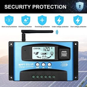 Y&H 100A 12V/24V MPPT Solar Charge Controller w/LCD Display Dual USB and WiF, Solar Panel Regulator fit for Gel Flooded and Lithium Battery Model: BL912-100A-WIF (Blue)