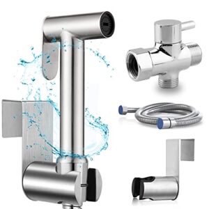 luxury bidet sprayer for toilet-handheld sprayer attachment with brass leak free t-valve&adjustable jet spray, perfect for feminine hygiene