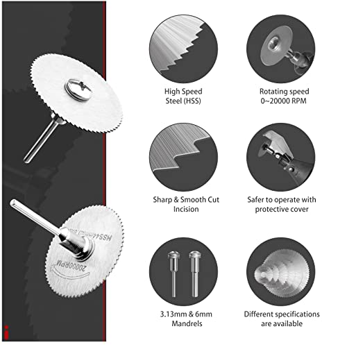 Cutting Discs Set for Rotary Tool Accessories 106PCS, HSS Circular Saw Blades, Resin Cutting Discs, 545 Diamond Cutting Wheel, Mesh Resin Cutting Wheel with Mandrels and Screwdrivers