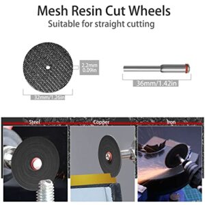 Cutting Discs Set for Rotary Tool Accessories 106PCS, HSS Circular Saw Blades, Resin Cutting Discs, 545 Diamond Cutting Wheel, Mesh Resin Cutting Wheel with Mandrels and Screwdrivers