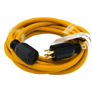 Connecticut Electric 25 Foot Generator Power Extension Cord, 30 Amp, 4 Prong, NEMA L14-30P (Male), NEMA L14-30R (Female)