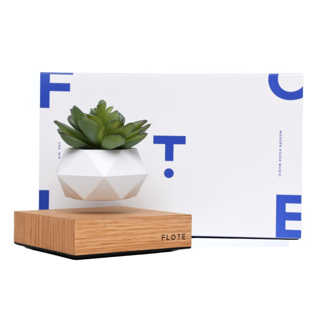 FLOTE Levitating Air Pot – Floating Plant Pot – Planter for Bonsai or Air Plants – Magic Magnetic Levitation Design – Unique Gift – Minimalist Indoor Desk Planter – Levitating Plant Pot