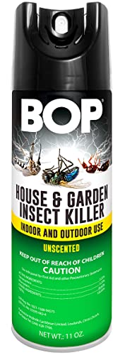 BOP House and Garden Insect Killer 11 oz, Easy to Use Pest Control Spray, Kills Bugs On Contact and Keeps Your Home Insect Free, Indoor/Outdoor Use for Quick Results