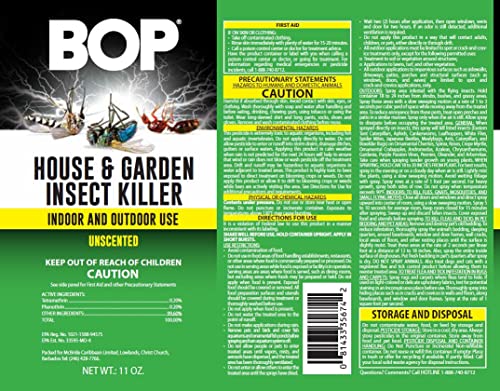 BOP House and Garden Insect Killer 11 oz, Easy to Use Pest Control Spray, Kills Bugs On Contact and Keeps Your Home Insect Free, Indoor/Outdoor Use for Quick Results