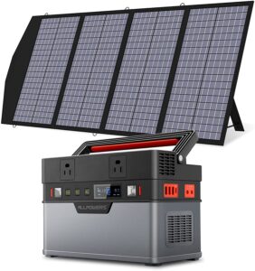 allpowers 700w power station with solar panel included, 606wh solar generator with portable solar panel 18v 140w for camping 12v battery laptop phone rv christmas lights