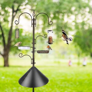 ERYTLLY Bird Feeders Bird Feeding Station Kit Bird Feeding Pole Wild Bird Feeder Hanging Kit with Squirrel Guard Baffle Suet Cage Tube Bird Feeder Planter Hanger Multi Feeder for Attracting Wild Birds