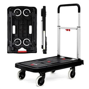 platform hand truck push cart dolly by rotihomesys, shopping carts with wheels, moving cart with wheels foldable, utility cart with 330lb weight capacity for easy storage and 360 degree swivel wheels