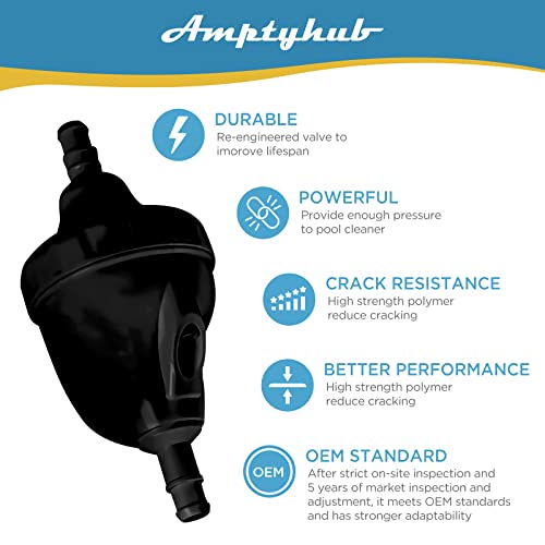 Amptyhub Pool Cleaner Complete Backup Valve Kit G62 with 2 Hose Nut D16 Replacement for Zodiac Polaris 3900 Sport, 280 Black Max F5B, TR35P Pool Cleaners (Black)
