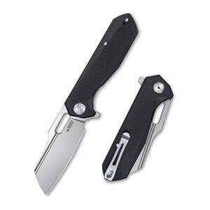 kubey atlas ku328 pocket folding knife with 3.31-inch dependable 14c28n blade, g10 handle inside skeletonized liners with reversible deep pocket clip, good for outdoor and everyday (black)
