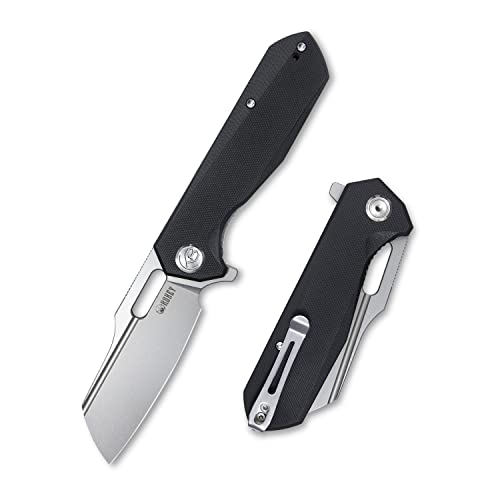 Kubey Atlas KU328 Pocket Folding Knife with 3.31-Inch Dependable 14C28N Blade, G10 Handle Inside Skeletonized Liners with Reversible Deep Pocket Clip, Good for Outdoor and Everyday (Black)