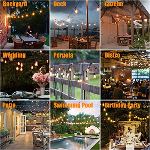 Achin Outdoor String Lights 150 Feet LED Waterproof Patio Lights with 50 Shatterproof Dimmable Warm Edison Bulbs String Lights for Outdoor Gazebo Bistro Wedding Birthday Party Lights, Connectable