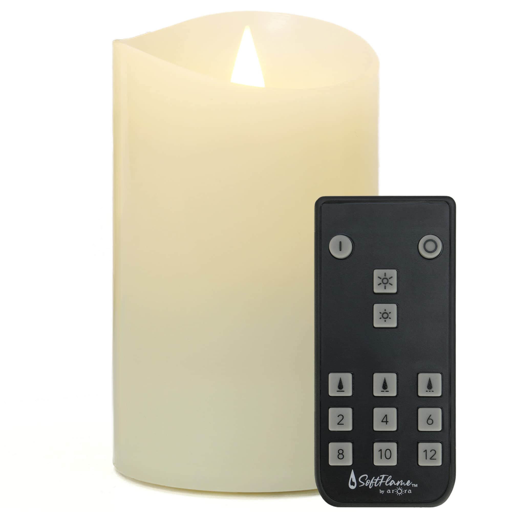 Softflame Flameless LED Candles with Remote Control, 3"x 5"Flickering 3D Moving Flame Battery Operated Candles in Real Wax Shell for Indoor Use, Home decor Ivory