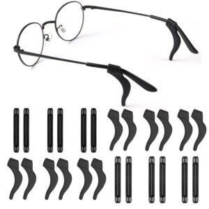 24pcs eyeglasses ear grips, anti slip elastic comfort glasses retainers for spectacle sunglasses reading glasses eyewear, eyeglass ear hook, sport black yjg yjg01