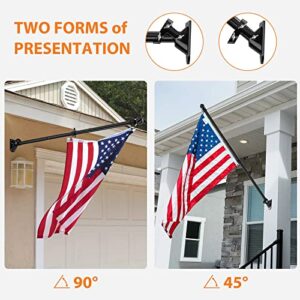 YeYeBest Flag Pole, 5 FT Flag Pole Kit for House, 2 No-Tangle Rings Clips, Flag Holder Bracket, Stainless Steel, Black