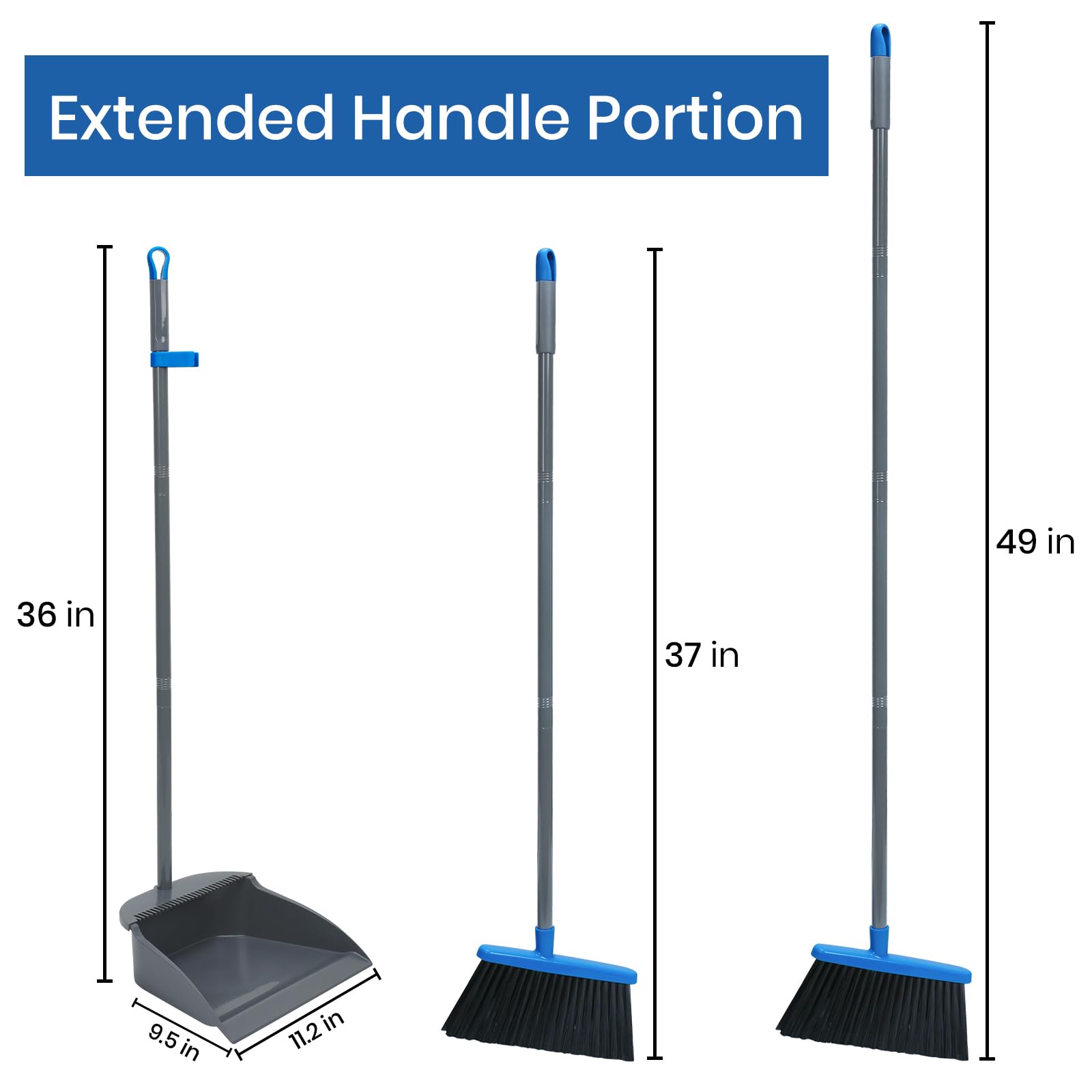 Broom and Dustpan Set, Broom and Dustpan Set for Home,Upright Dust Pan Combo Sweep Set