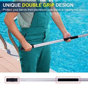 POOLAZA Pool Pole Dual-Handle, Anodized Aluminum Pool Skimmer Pole, Detachable & Telescopic Pool Pole (15Ft)