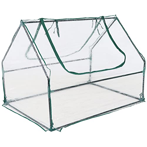 Sunnydaze Outdoor Portable Mini Greenhouse Tent with 2 Zippered Side Doors and Steel Tube Frame - Clear - 4' x 3'