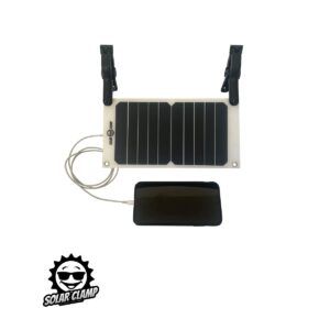 Versapong Portable Solar Clamp- Solar Panel Charger- Recharge Phones, Devices, Power Banks, Ear Buds, Headphones- Securely Mount with Attached Clamps- Stay Charged During All Outdoor Activities