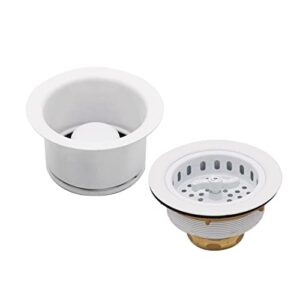 westbrass co2195-50 combo pack 3-1/2" wing nut twist style large kitchen sink basket strainer and extra-deep collar kitchen sink waste disposal flange with stopper, powder coat white