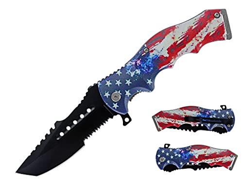 Blazing S. CS Style Pocket Folding Knife I Stainless Steel Blade I ABS Plastic Handle I EDC I Camping I Outdoor Activities I (Flag 2)