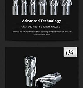 LYXC M2AL HSS Annular Cutter Set 50pcs 3/4'' Weldon Shank 1'' Cutting Depth 1/2" Cutting Diameter for Mag Drill Press