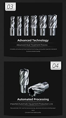 LYXC M2AL HSS Annular Cutter Set 50pcs 3/4'' Weldon Shank 1'' Cutting Depth 1/2" Cutting Diameter for Mag Drill Press