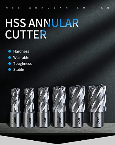 LYXC M2AL HSS Annular Cutter Set 50pcs 3/4'' Weldon Shank 1'' Cutting Depth 1/2" Cutting Diameter for Mag Drill Press