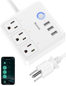 smart power strip, maxcio usb surge protector compatible with alexa & google home, smart outlets with 3 usb ports, app individual control, smart home office multi-plug extension cord for home, travel