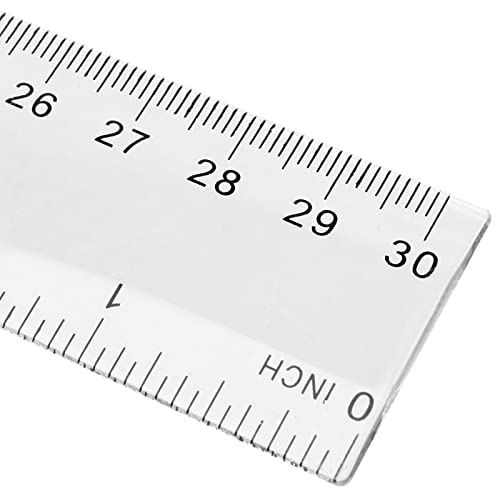 MUKCHAP 20 Pieces 12 Inch(30cm) Clear Plastic Ruler, Ruler Straight with 2 Graduations, Inches and Metric, Transparent Plastic Measuring Ruler for School, Office, Home