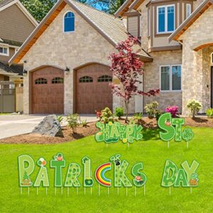 Whaline 11Pcs St. Patrick's Day Yard Signs with 22Pcs Stakes Cartoon Happy St. Patrick's Day Lawn Sign for Indoor Outdoor Home Lawn Decorations Holiday Anniversary Ornaments Party Supplies