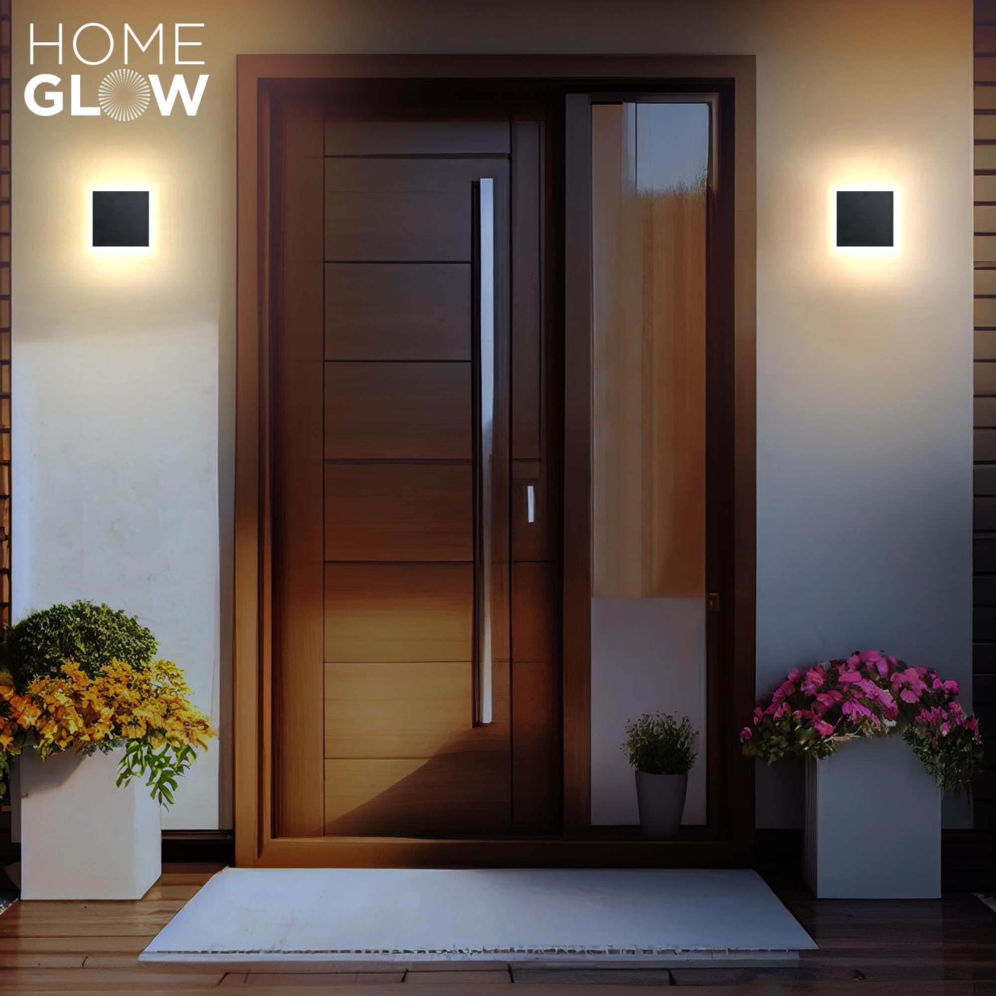 HOMEGLOW Edge LED Wall Light, Outdoor or Indoor Use. Black Modern Wall Sconce. Waterproof IP65. Warm White 3000k. AC 12W Hardwired. Durable Aluminum.